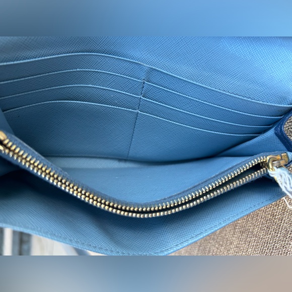 Prada blue multicolor continental long wallet in Saffiano leather - Picture 7 of 16